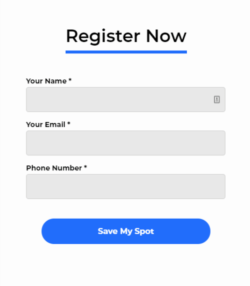 sign-up form for a landing page