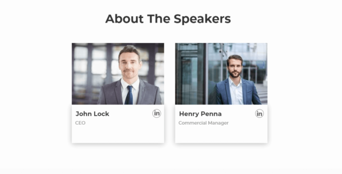 How to showcase speakers of the webinar
