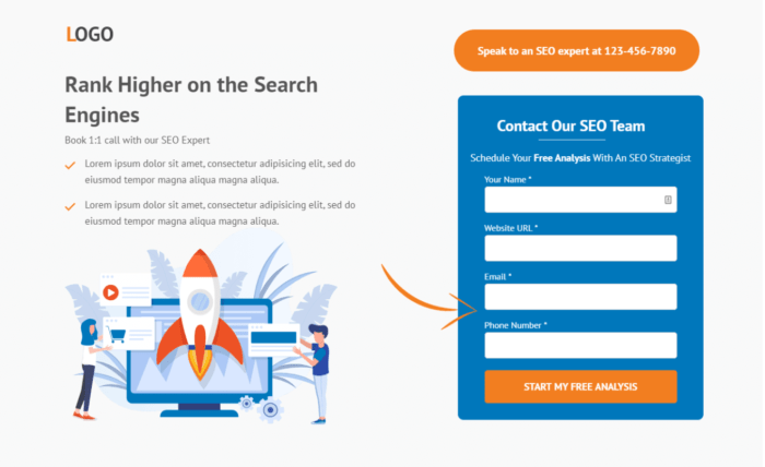 lead generation landing page template