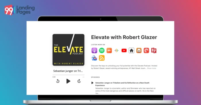 podcast landing page with many subscription options 