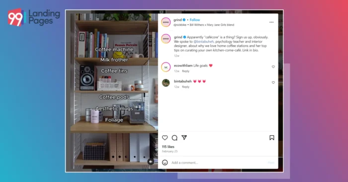 by GRIND, repurposing the same content topic for both their blog post and Instagram post in a creative manner