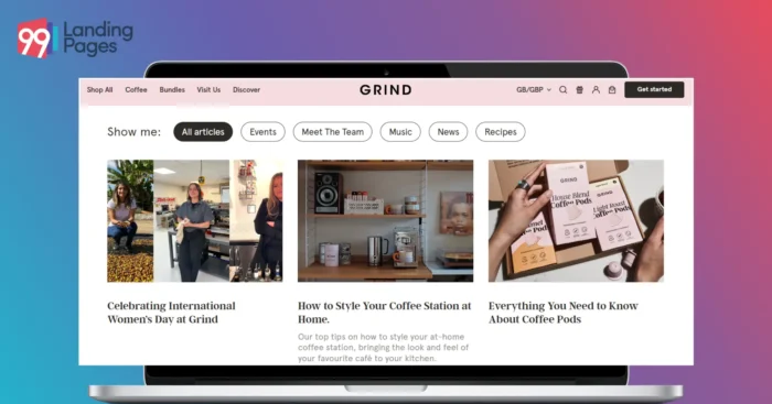 GRIND, repurposing the same content topic for both their blog post and Instagram post in a creative manner
